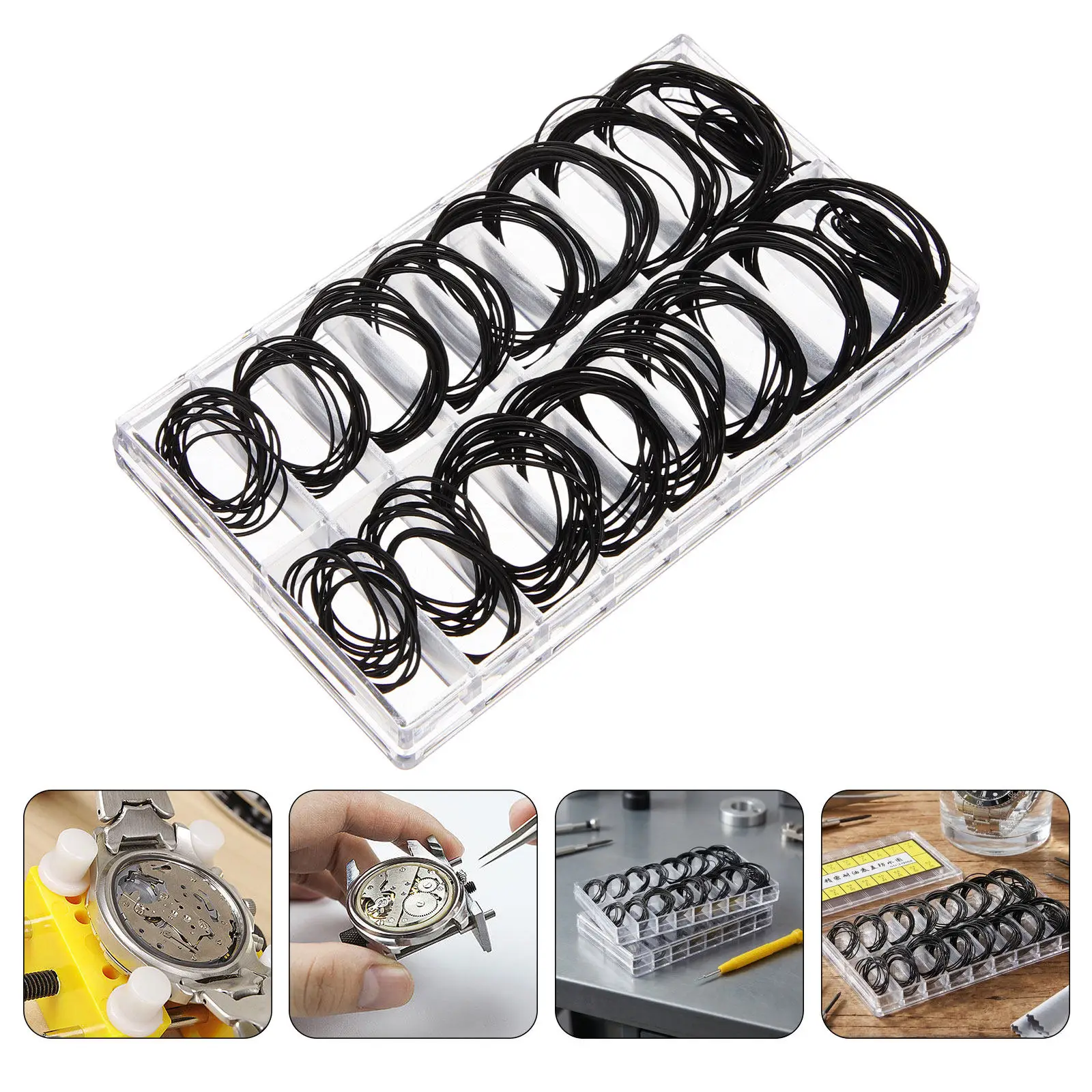 Watch Back O-Ring Seals 0.5mm 0.6mm Waterproof Rubber Gaskets for Watch Case Back Replacement