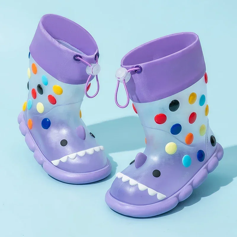 Children Print Cartoon Rain Boots Casual Waterproof Anti-Slippery Boys Girl Rain Shoes 2024 Kids Fashion Soft Soles Shoes Summer