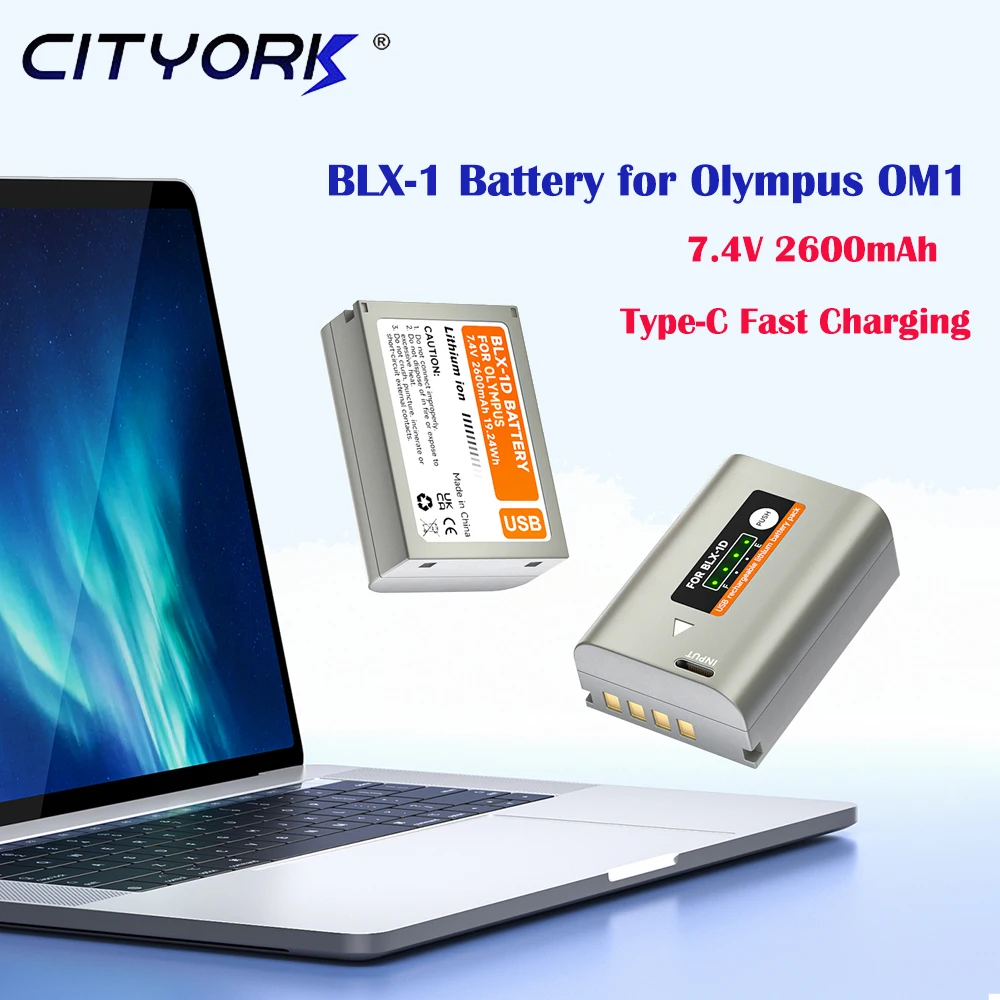 

2600mAh BLX 1 BLX-1 Battery for Olympus OM1 OM-1 Mirrorless Camera BLX1 Battery + Type C Fast Charge Cable OM1 MARK II OM 1 MK2