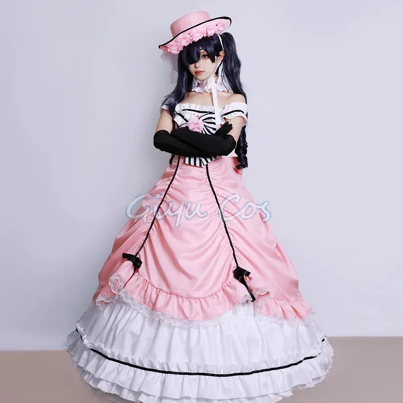 عالية الجودة الأسود بتلر Ciel Phantomhive فستان روبن تأثيري حلي انمي ياباني كرنفال حفلة موحدة #2