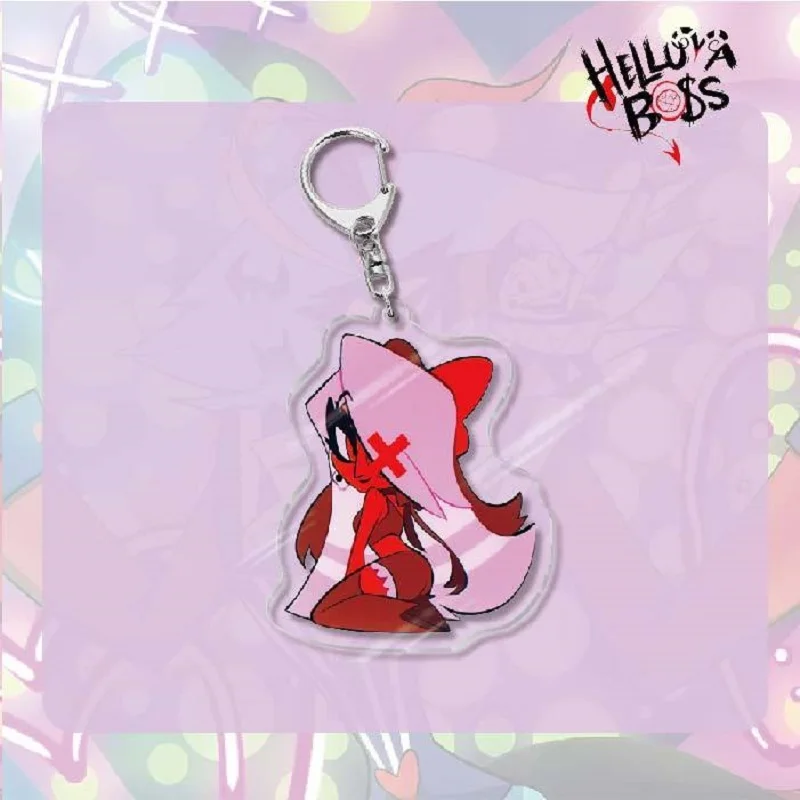 Anime Helluva Boss 6cm Acrylic KeyChain Moxxie Blitzo Loona Men Key Chain for Women Fashion Creative Figure Pendant Gifts