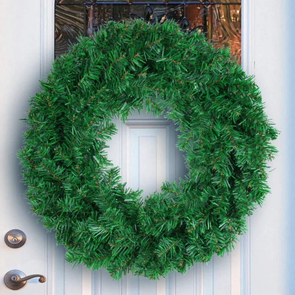 

Artificial Green Wreath PVC Wall Wreaths Seasonal Home The Wreath Christmas Ribbon Wreath Front Door Fall Wreaths 30/40/50cm