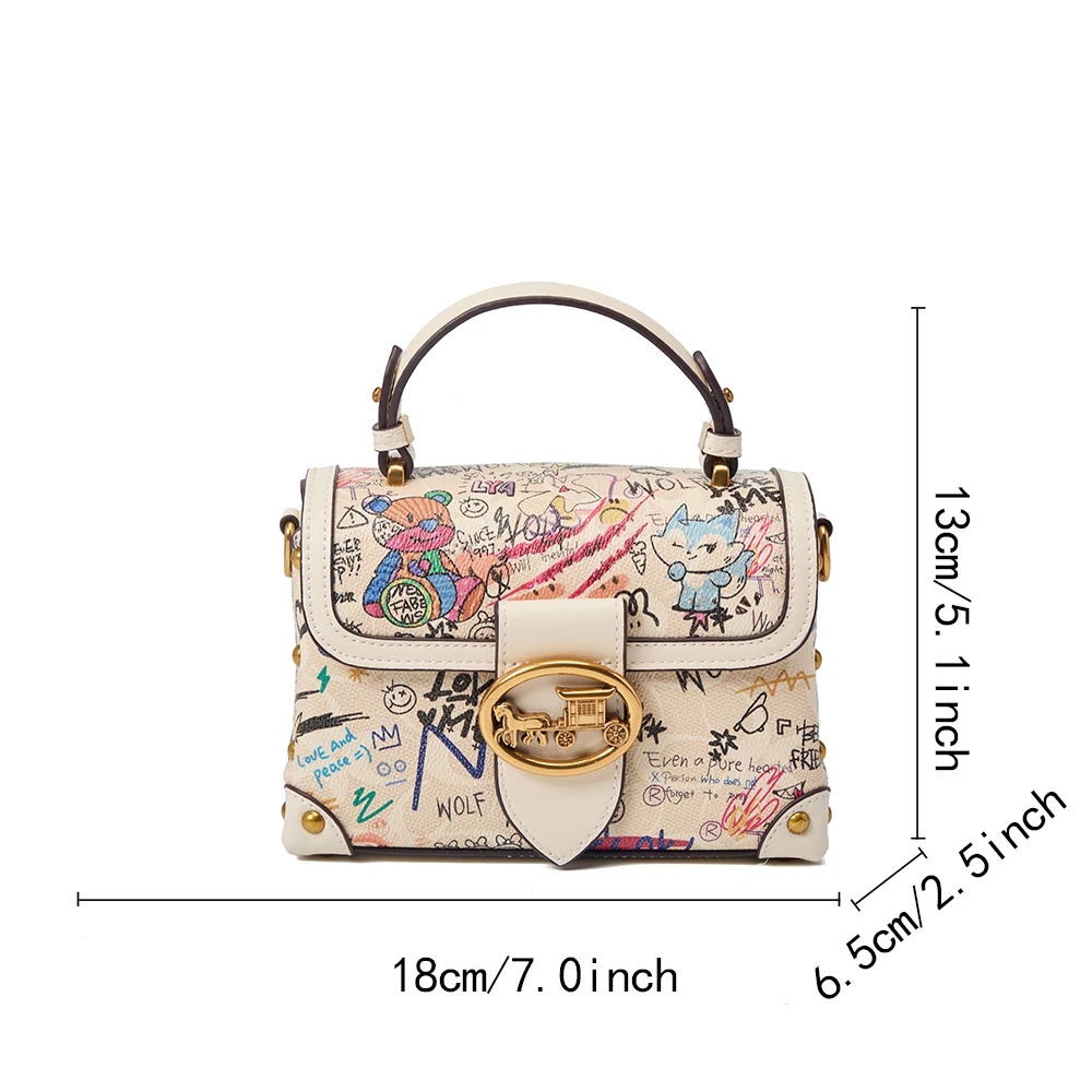 2026 Four Seasons New High end Retro Graffiti Women's Handbag, High end Designer Multi functional Fashion Single shoulder Crossb