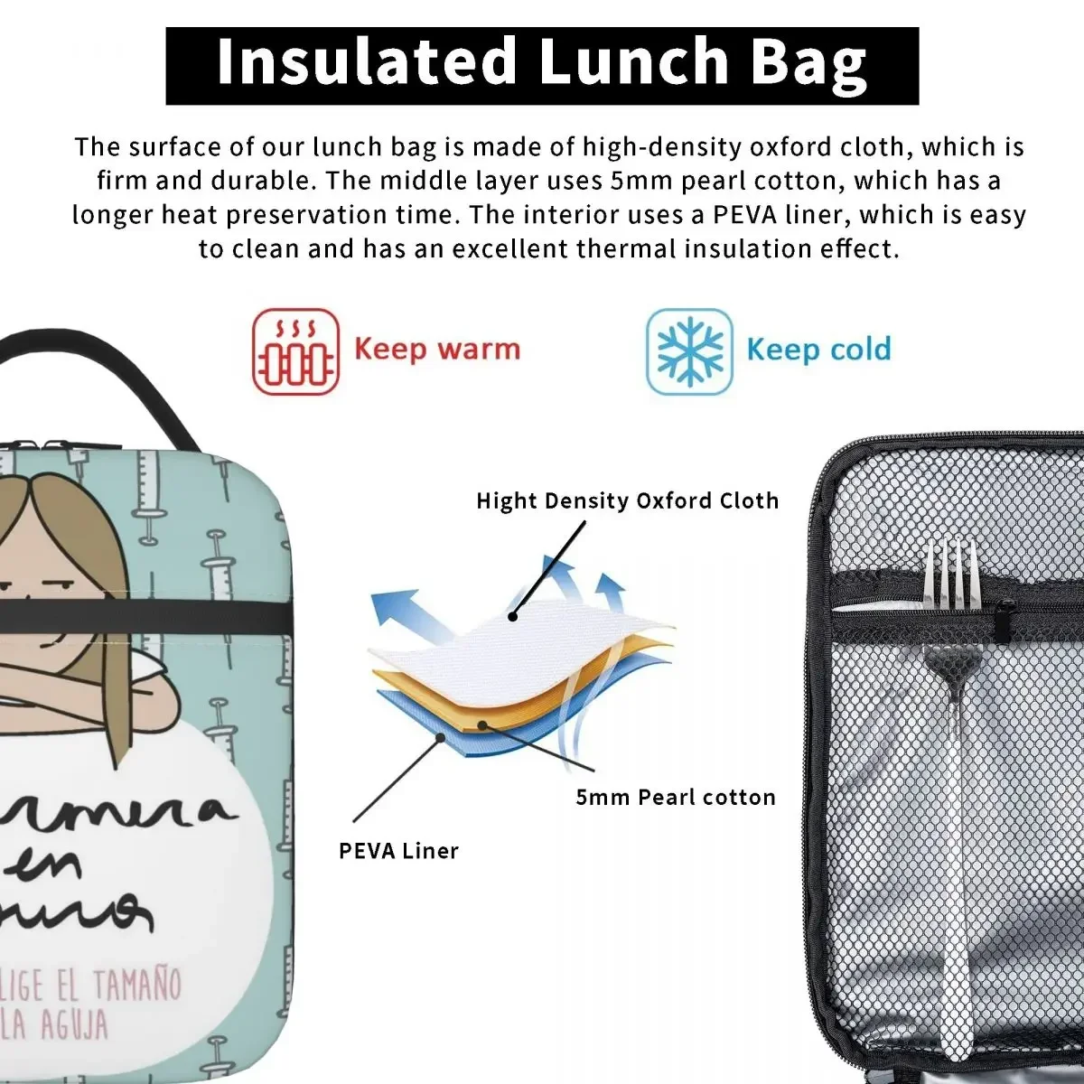 Insulated Lunch Bag Doctor Nurse Enfermera En Apuros Accessories Storage Food Box Causal Cooler Thermal Lunch Box For Work