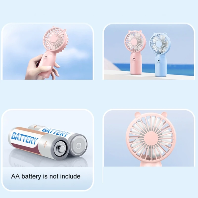 Travel Portable Fan Handheld Mini Fan AA-Battery Powered Super Mute Cooling Fan for Home Office- Travelling Cooler