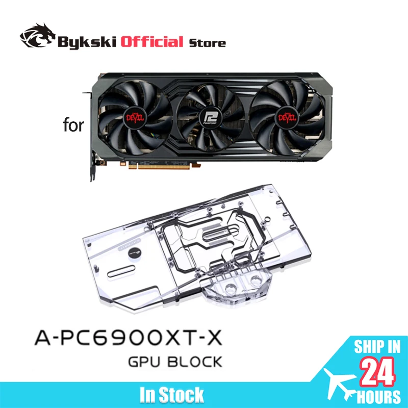 Bykski GPU Water Block use for PowerColor Radeon RX6900XT /RX6800 XT Red Devil Graphics card/Full Cover Copper A-PC6900XT-X