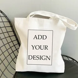 Bolso de lona personalizado para mujer, bolsa de hombro grande, de diseñador, de compras, informal, de comestibles, de tela personalizable