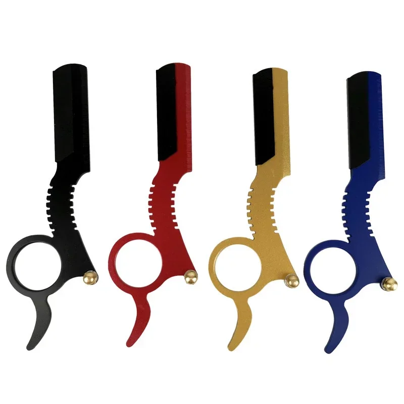 Navaja de barbero plegable portátil para corte de pelo, barba y cejas, herramienta de depilación, cuchillas de recorte para peluquero y rasuradora de espalda