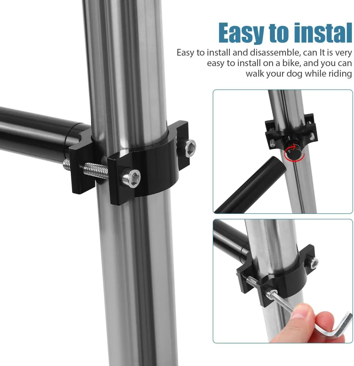 Hands Free Dog Bike Leash Shock Absorbing Bike Attachment for Exercise Heavy Duty Cycling Walker with Elastic Buffer Rope