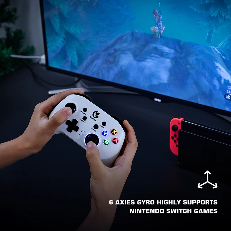 Controle sem fio GameSir T4 Pro Branco Bluetooth 2.4G para Nintendo — foto 3