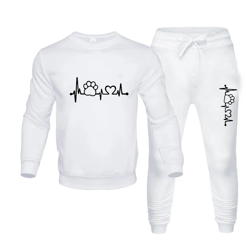 Women's ECG Printing Hoodies Sets 2024 Autumn Fall Fashion Loose Hooded Two Piece Sweatpants Jogger Pants American Sweatsuit