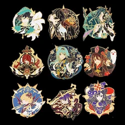 Impact Scaramouche Venti Hutao Raidon Brooches Anime Heros Cosplay Metal Lapel Pins Gift For Fans Halloween Party Metal Badges