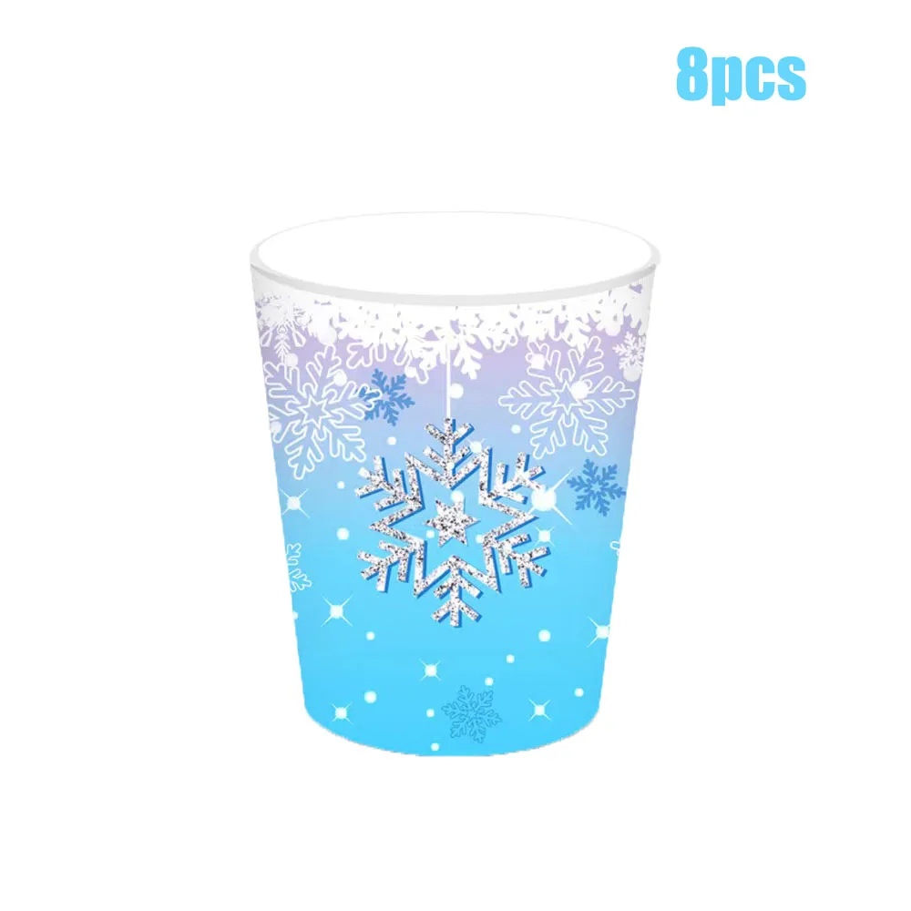 Frozen Theme Birthday Disposable Party Tableware Snowflake Paper Plate Cups Napkins Christmas Party Decoration Baby Shower Suppl