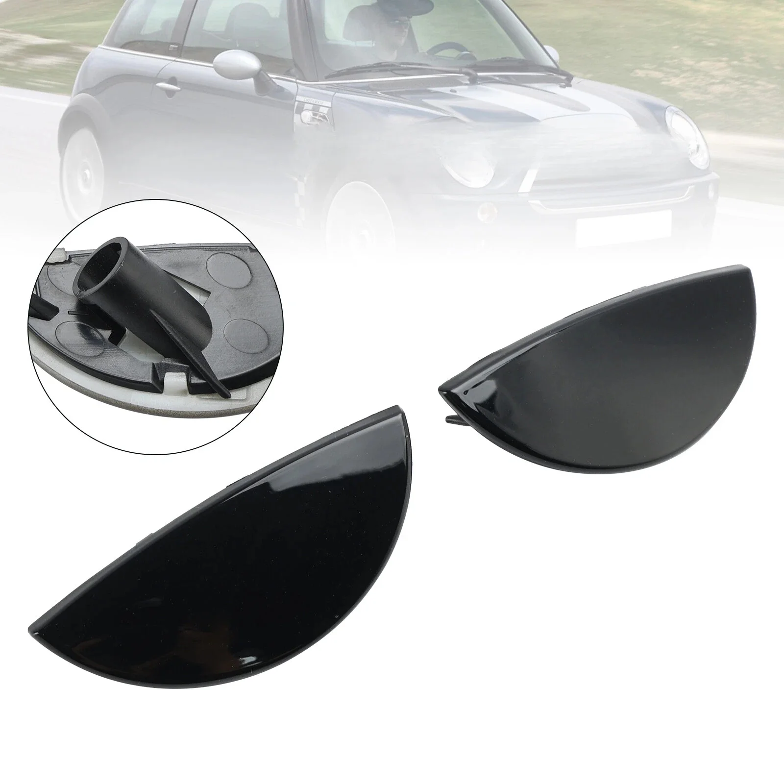 2PCS L+R Black/Silver Headlight Washer Cover For BMW For Mini For Cooper For R50 R52 R53 2001-2006 63126922155 63126922156