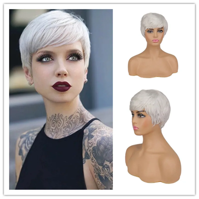 

SuQ Pixie Cut Wig Layered Cut Hair For Women Women's Short Hair Black African Synthetic Cosplay Dance Party Curly Wigs