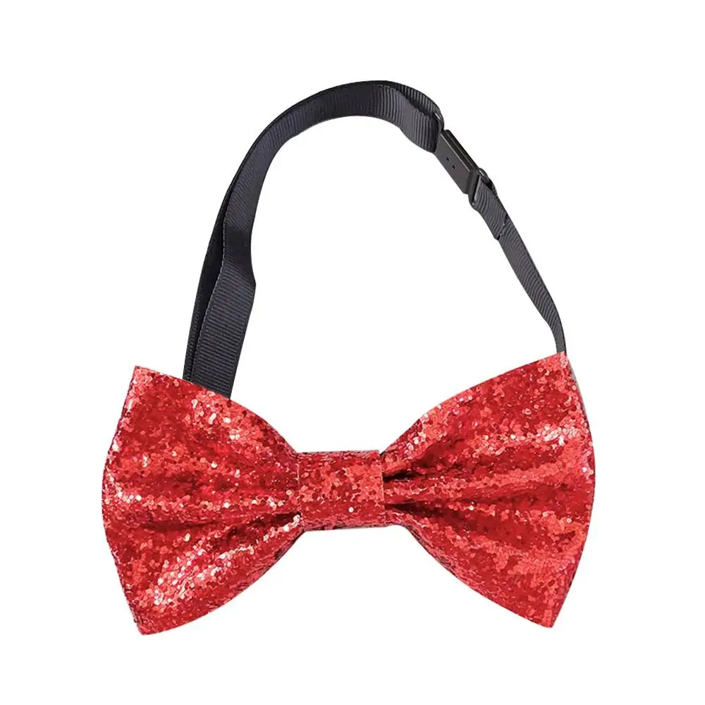 Pajarita de lentejuelas con lentejuelas brillantes a la moda, decoración del cuello con lazo para baile, traje para hombre, corbata ajustable con flores y solapa para hombres y mujeres