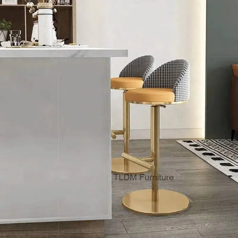 

Домашний барный стул для барной мебели, легкий роскошный скандинавский барный кожаный стул для кухни и высокого стола, простой высокий стул с поворотным подъемником