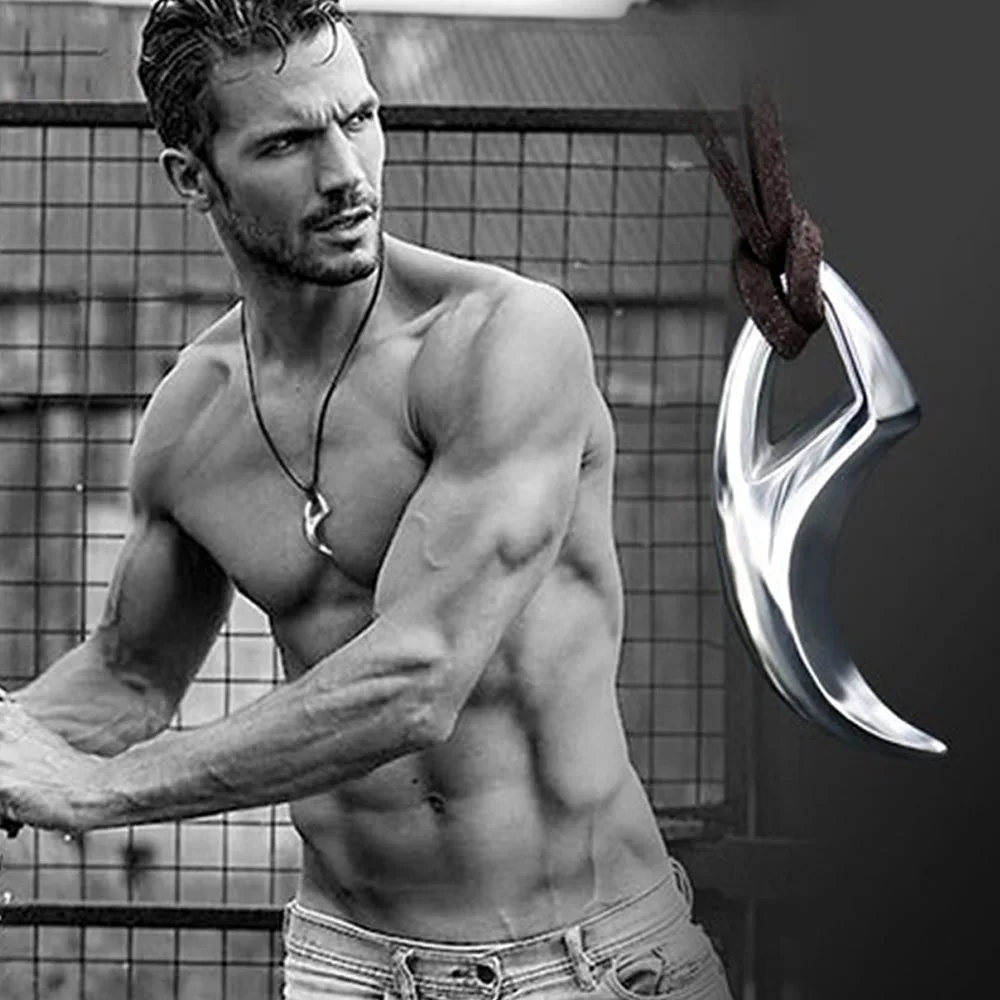 Stainless Steel Viking Wolf Tooth Pendant Necklace Men Women Norse Wolf Tooth Spiked Leather Rope Necklace Jewelry Wholesale
