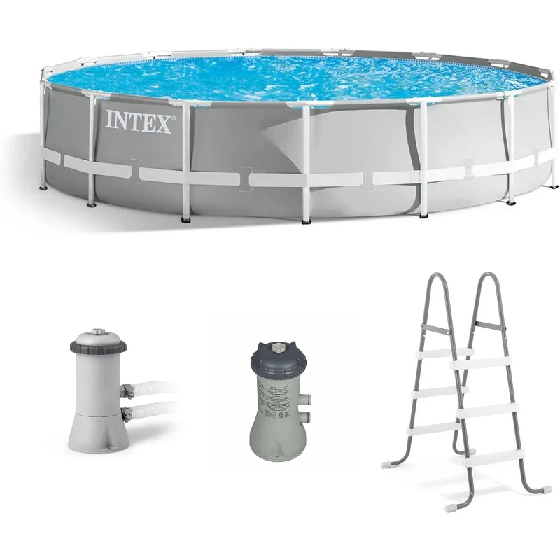 15’ x 42” Prism Frame Above Ground Swimming Pool Set and Pool Filter Pump