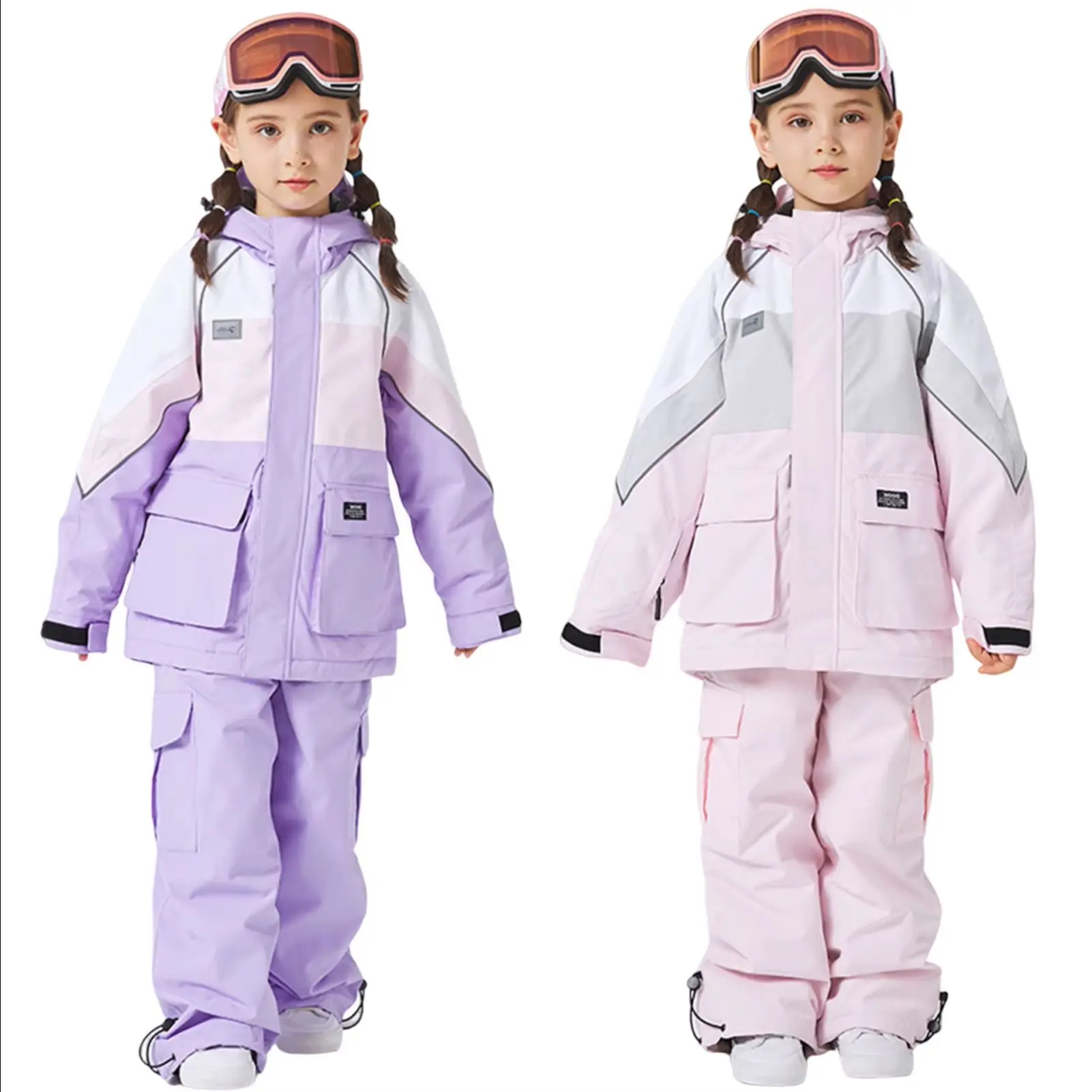 

Kids Snowboarding Jacket Pants,Girls Snow Suits,Hood Warm Windproof Waterproof Children's Skiing Wear,Outdoor Sports Ski Wear