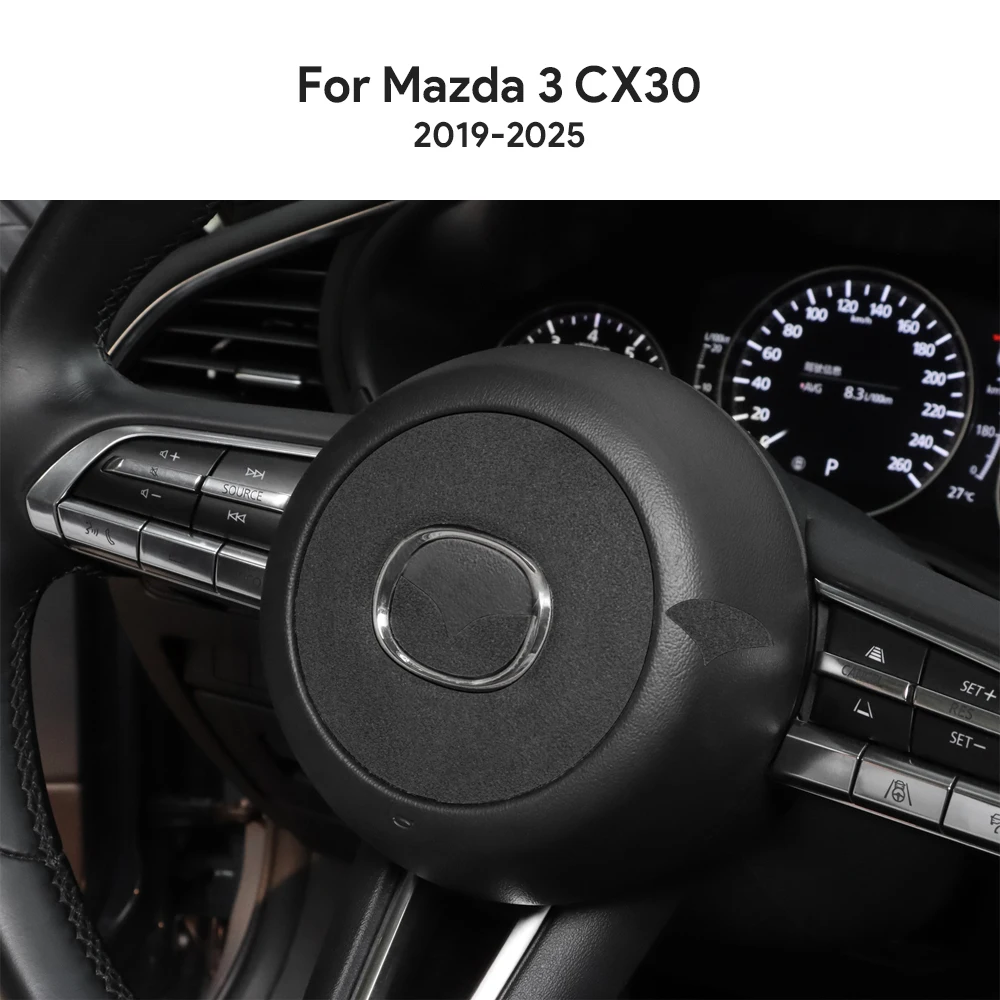 أفضل الجلد المدبوغ تقليم LHD RHD ملصق لمازدا 3 Axela CX30 CX-30 2019 2020 2021 2022 2023 2024 2025 عجلة توجيه سيارة الملحقات