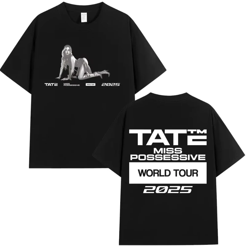 

Tate McRae Miss Pressessive Tour 2025 T-shirt for Men Harajuku Round-neck Short-sleeved T-shirt Casual T-shirt