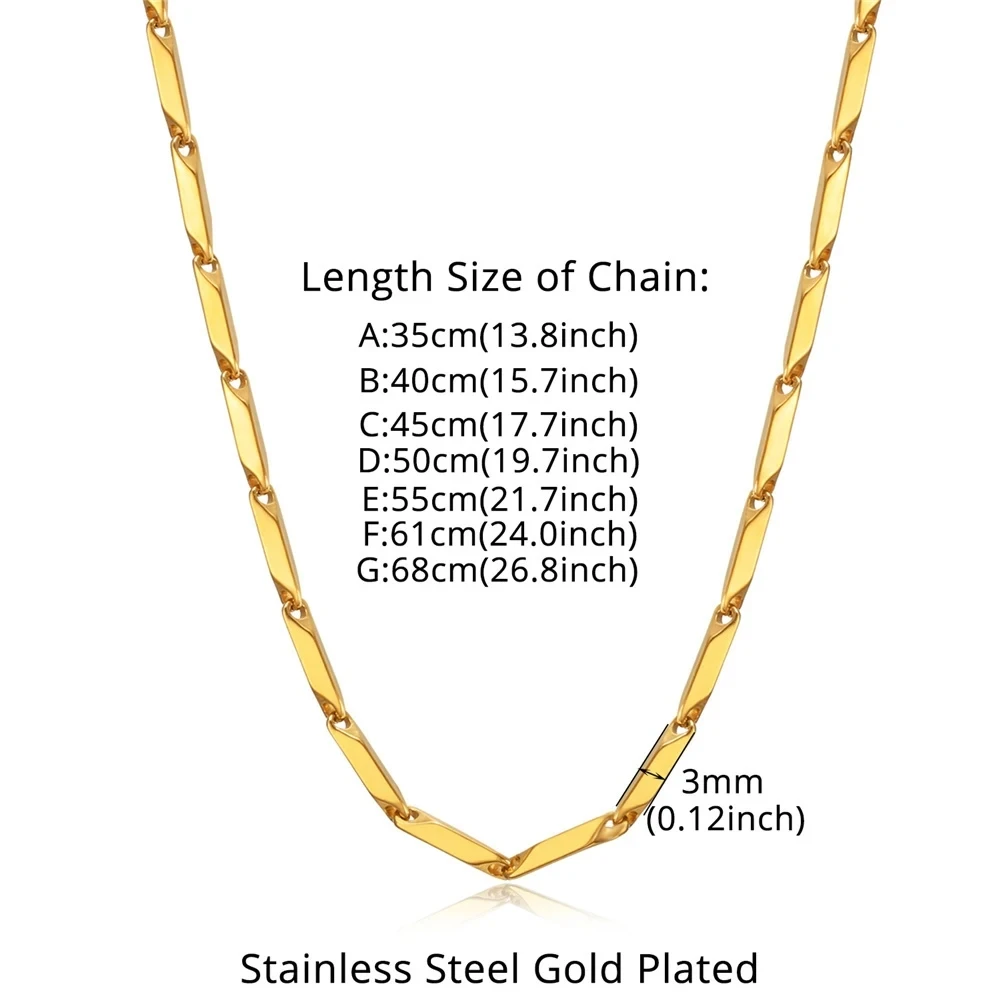 Stainless Steel Chain Necklace 3MM Collares 2020 Hip Hop Chain 45/50/55/61/68 CM Rock Necklace Men / Women Accessories Wholesale