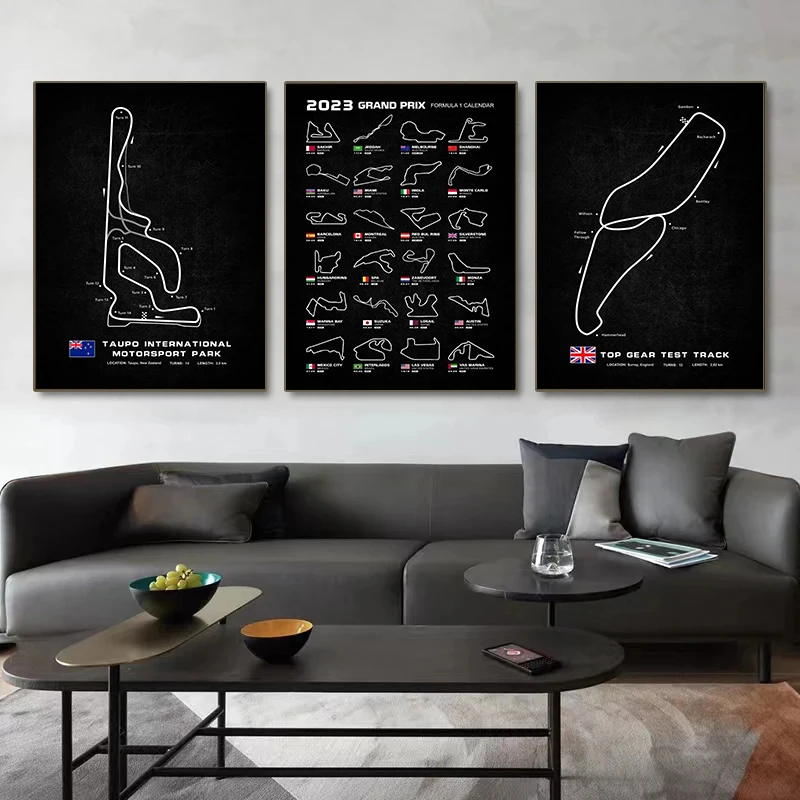 Modern World Racing Circuits Posters Nurburgring Sarthe Nordschleife Canvas Painting Print Wall Art Picture Room Garage Decor