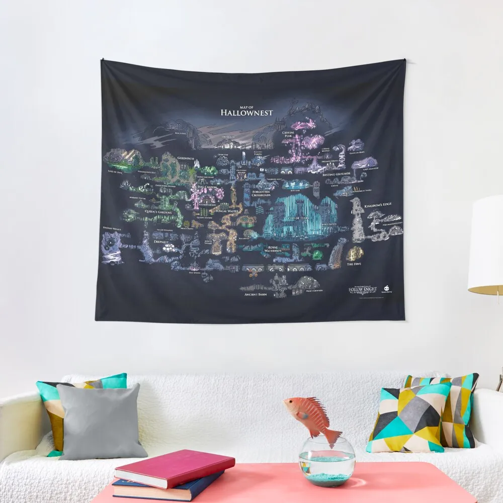 8K Hollow Knight Map Tapestry Wall Mural Wall Coverings Home Decor Aesthetic Wall Deco Tapestry