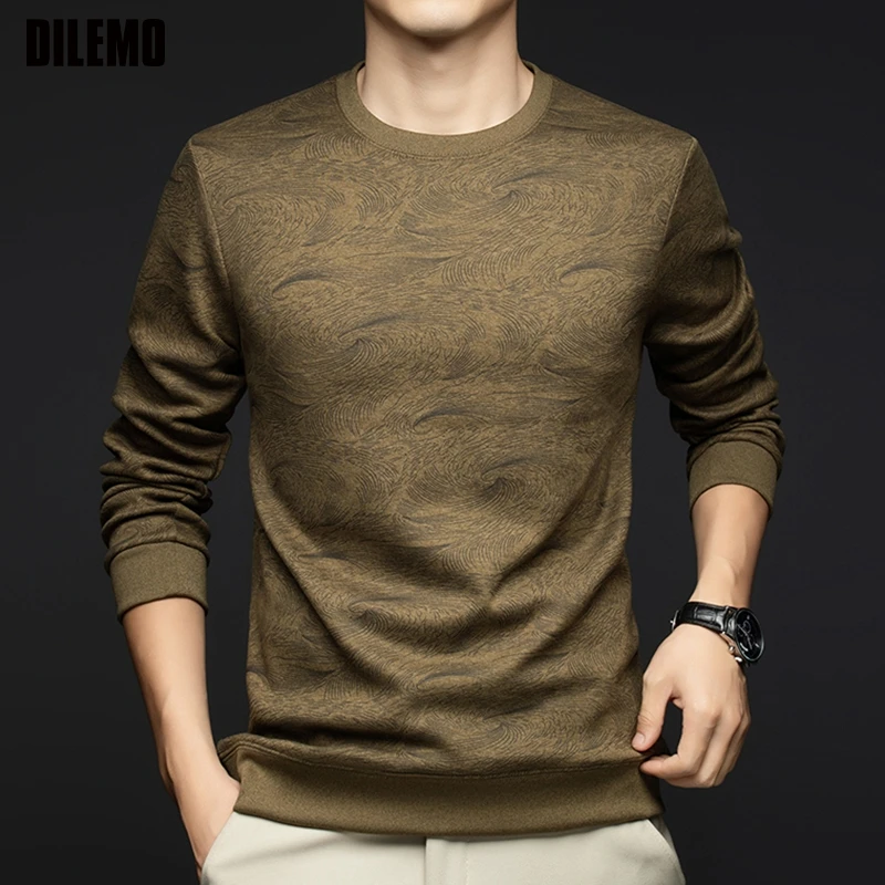 أعلى درجة الصوف + التوت الحرير العلامة التجارية الجديدة الشارع عارضة الأزياء Crewneck البلوز المخملية هوديس بلوزات ملابس للرجال