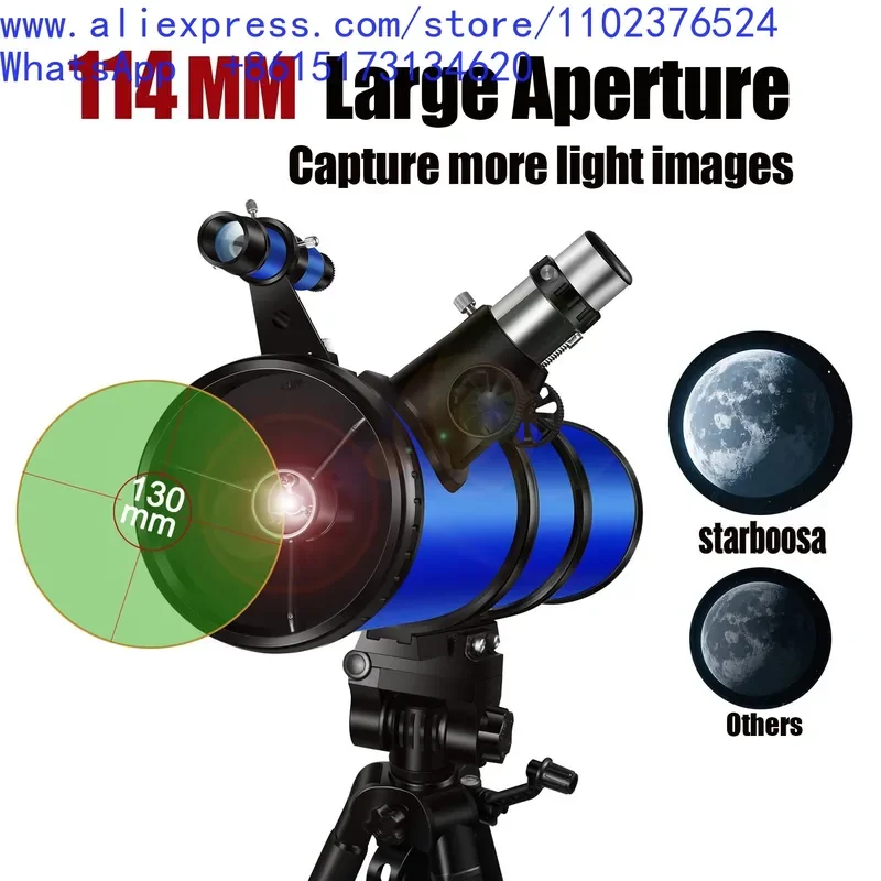 Wholesale Newtonian Reflection Telescope 114mm Large Aperture Astronomical Telescope with Mobile Phone Clip Accessories view 3