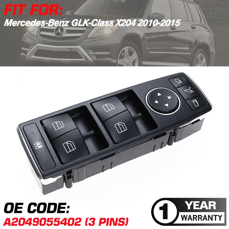 

Master Power Window Switch With Floding Button A2049055402 For Mercedes-Benz GLK-Class X204 2010-2015 2049055402 3 Pins