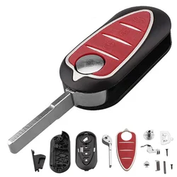 3 Buttons Remote Car Key Shell Fob Uncut Blade Fit Folding Flip Car Key Case Cover for Alfa Romeo Mito Giul-ietta 159 GTA