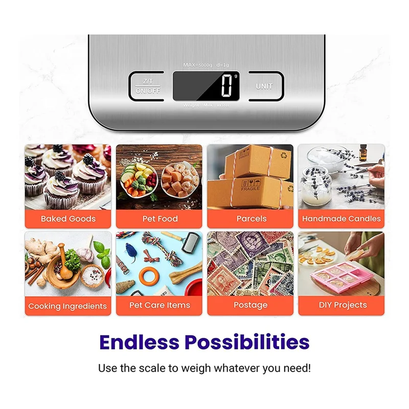 Balança Digital Food Kitchen, Peso em Gramas e Onças para Assar e Cozinhar, Pesagem Precisão