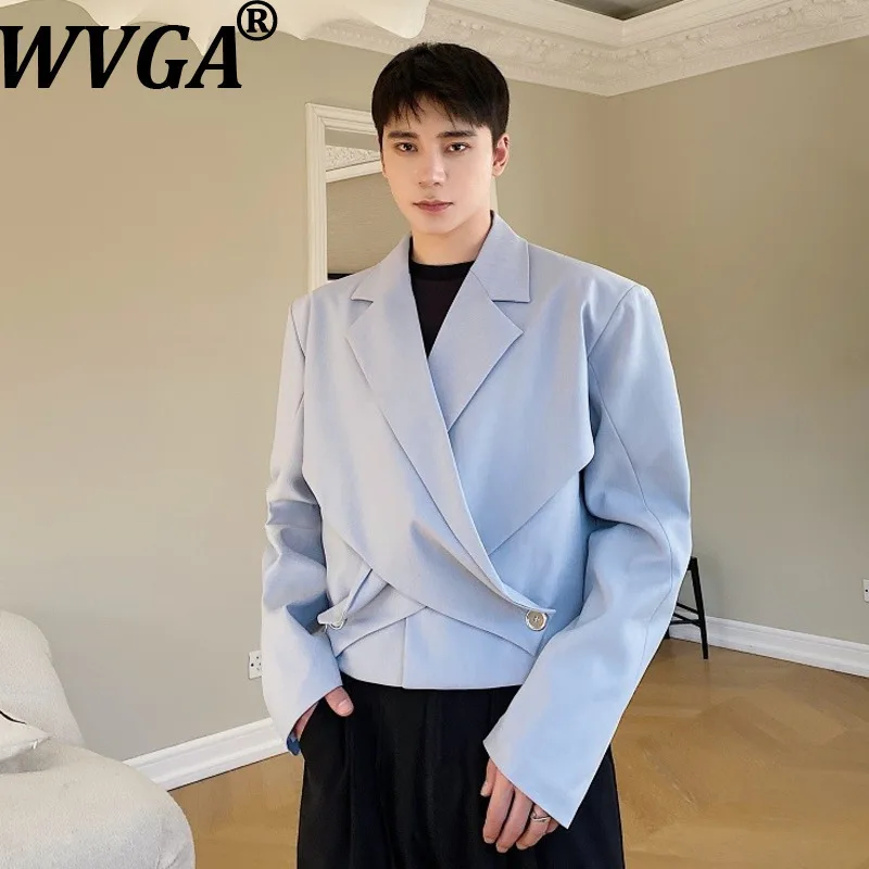 WVGA Spring Autumn New Man Tide Irregular Trendy Turn-Down Collar Short Blazer Niche Chic Casual Long Sleeeve Suit Jacket W15118