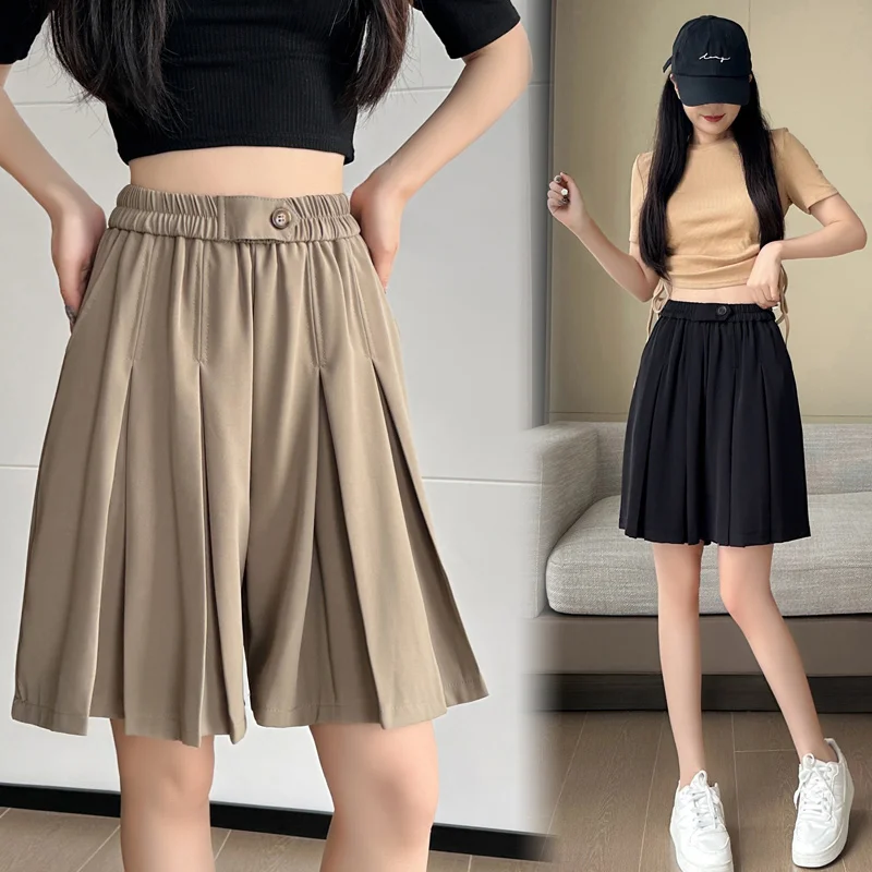 Odzież letnia dla kobiet plus size, luźne spodnie z szerokimi nogawkami, wysoki stan, włókno poliestrowe, spodnie codzienne, styl dojazdowy.