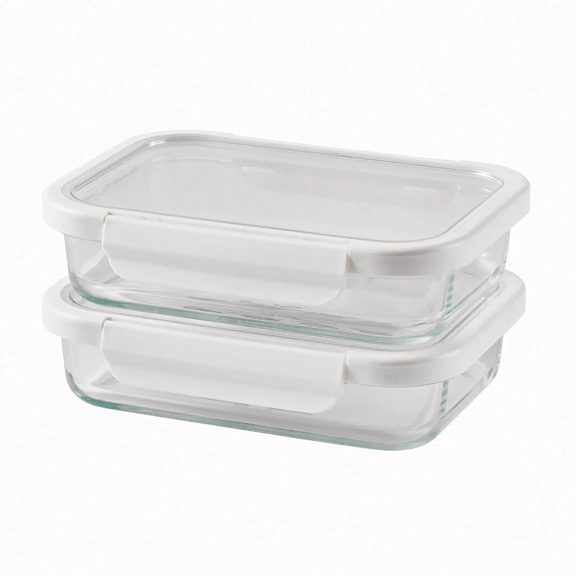 

2.3 cup rectangular glass food storage containers with lids, 4-pack, stackable, nesting design, stain-resistant.