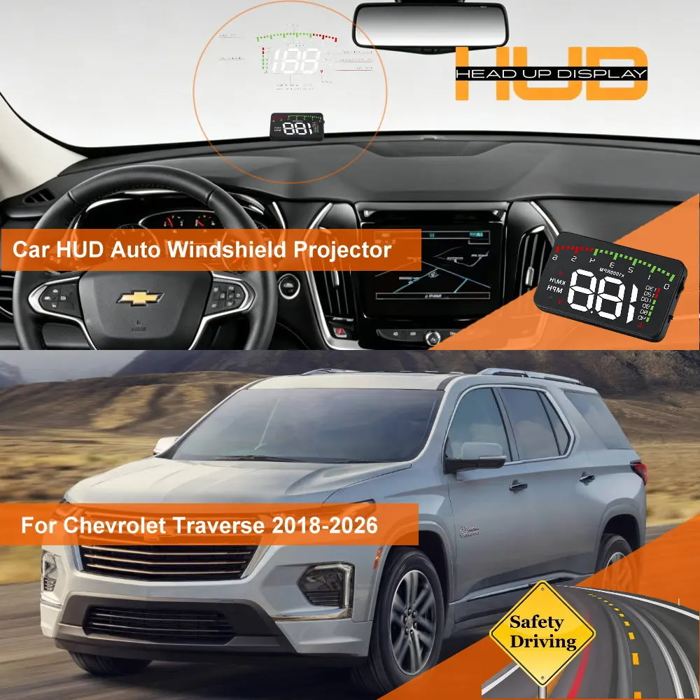 

Car HUD Head Up Display For Chevrolet Traverse GMT561 2008-2017 C1XX 2018-2026 Auto Windshield Projector Accessories