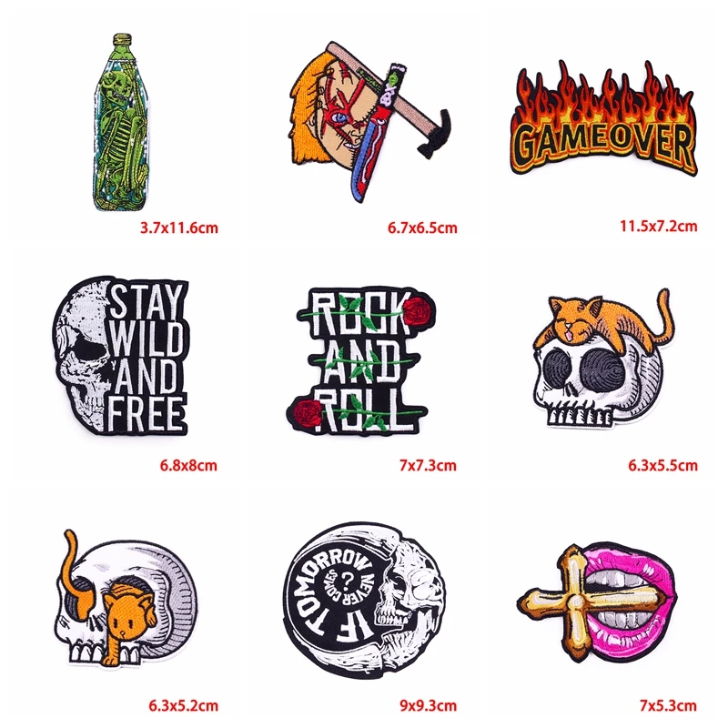 Parches termoadhesivos punk llama calavera para chaquetas mezclilla - imagen 3