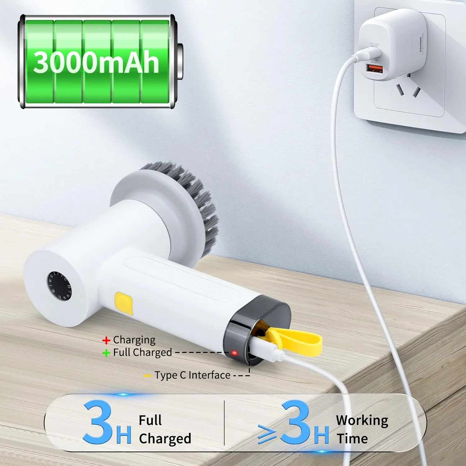 가정용 주방 설거지 브러쉬 USB 스토브 청소 브러쉬 클리너 욕실 스핀 스크러버 싱크대 전동 스크럽