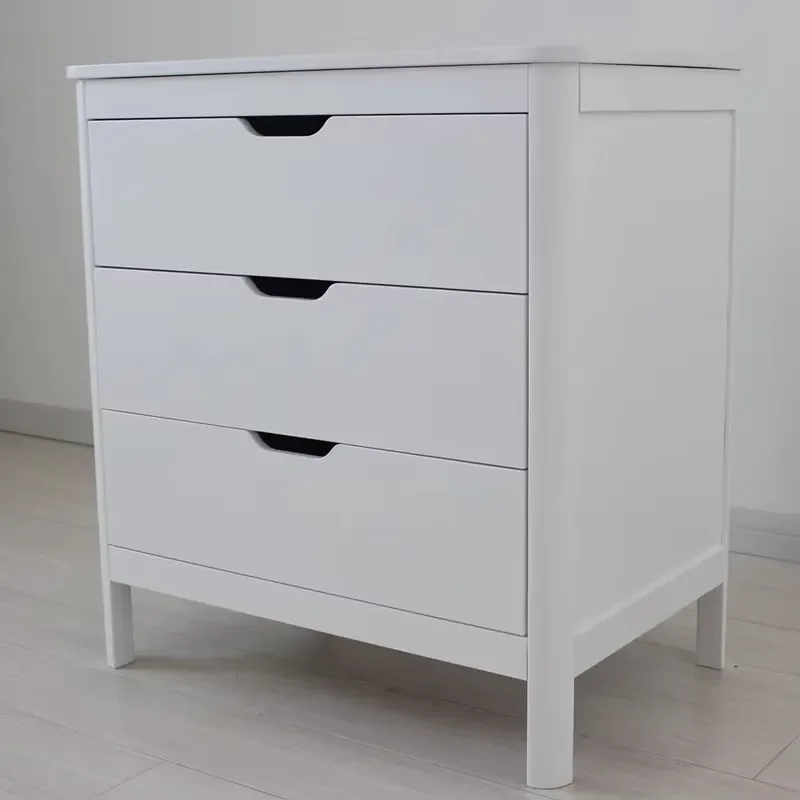 Solid Wood Three Drawer Chest with Anti Tip Kit Spacious Storage for Bedroom Nursery Living Room