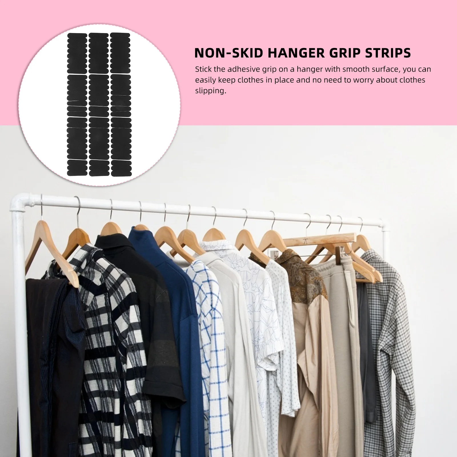 

100 Pcs Anti-slip Wooden Coat Rack Hanger Grips Adhesive Strip for Clothes Strips Clothing Hangers Scales Silica Gel Squares
