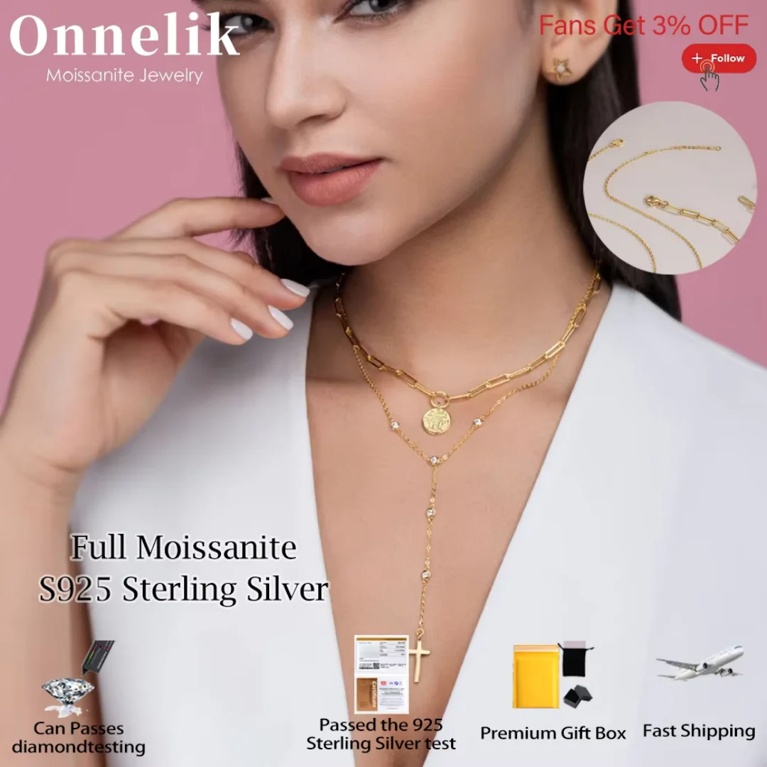 

Onnelik Full D Цвет Муассанит Bubble Disck Подвеска с кисточкой Ожерелье из стерлингового серебра 925 пробы 18 К для женщин Изящные ювелирные изделия Подарки