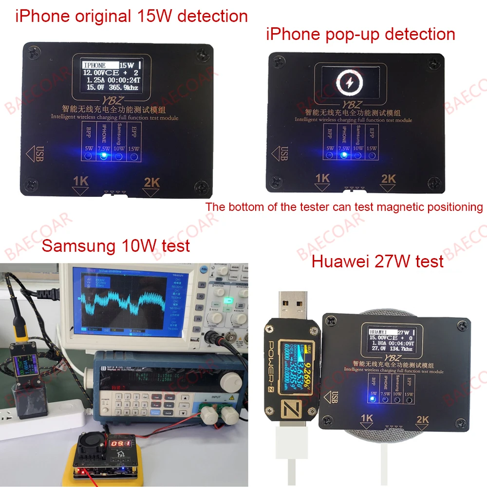 QI2.0 Wireless Charger Tester 10W MPP 30/15W Voltage Detection Meter Minitor Smart Watch Wireless Charging Chargers Testing Tool