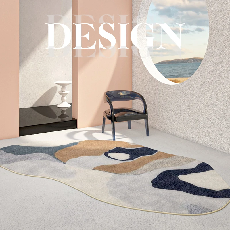 Nordic Simple Shaped Washable Living Room Carpet Irregular Soft Large Area Bedroom Carpets Comfortable Fluffy Easy Care Home Rug