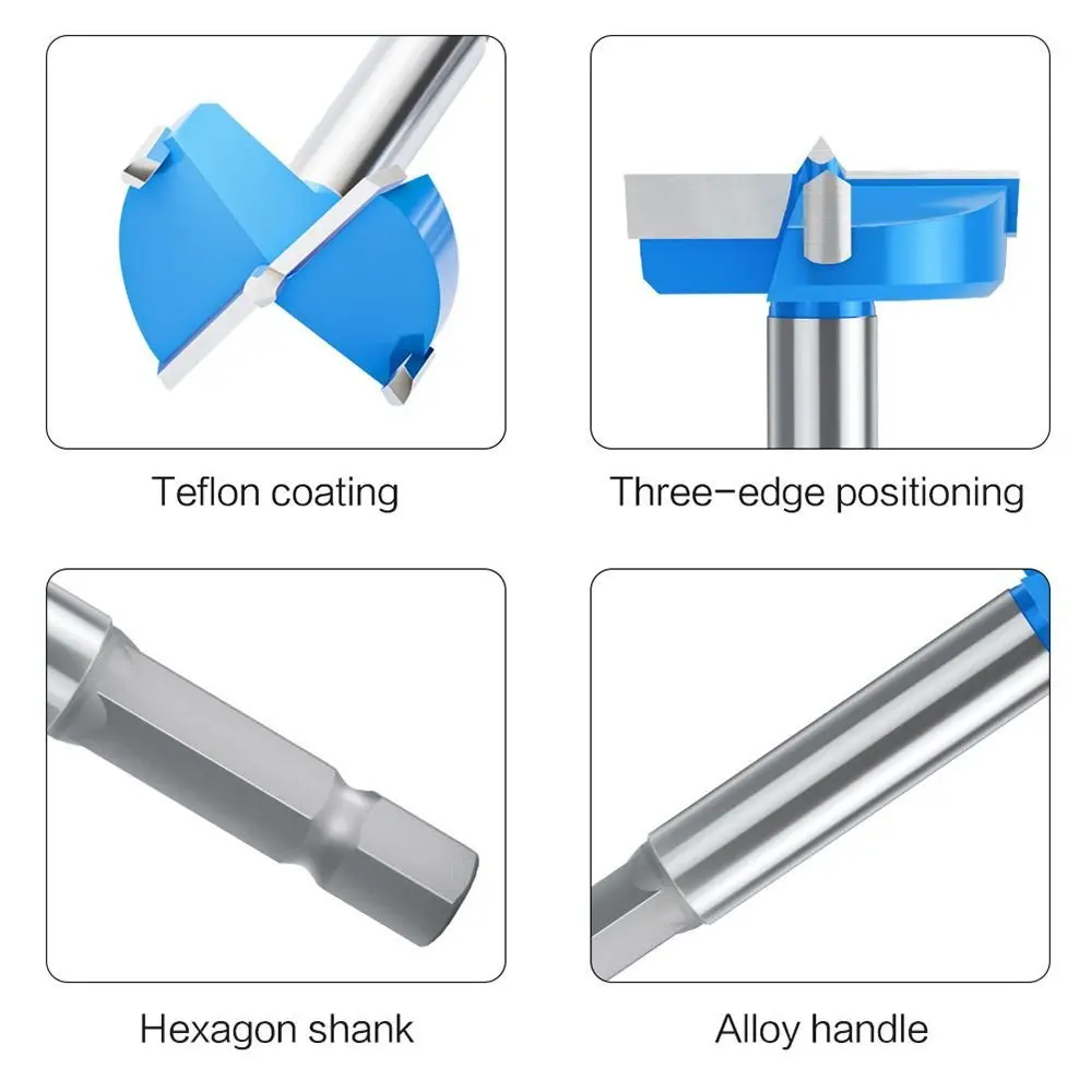 Imagem -04 - Dobradiça Boring Bit Abridor de Auger de Carboneto de Tungstênio Substituição de Broca de Hexágono Shank Ferramenta de Carpintaria Prática Acessórios