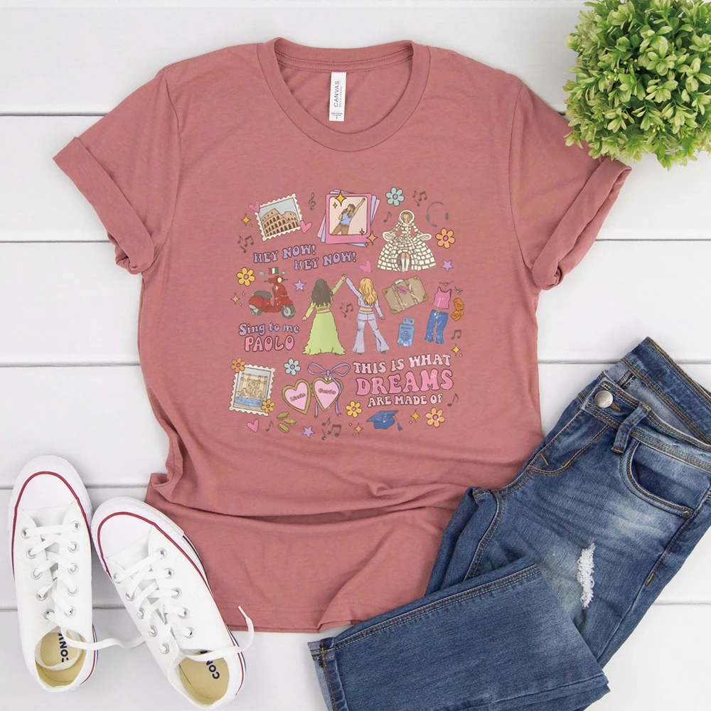 �This Is What Dreams Are Made of“ bedrucktes T-Shirt, Retro-Grafik-T-Shirt, trendige Urlaubshemden, Girls Trip, kurzärmelige, lässige Oberteile – Detail 11