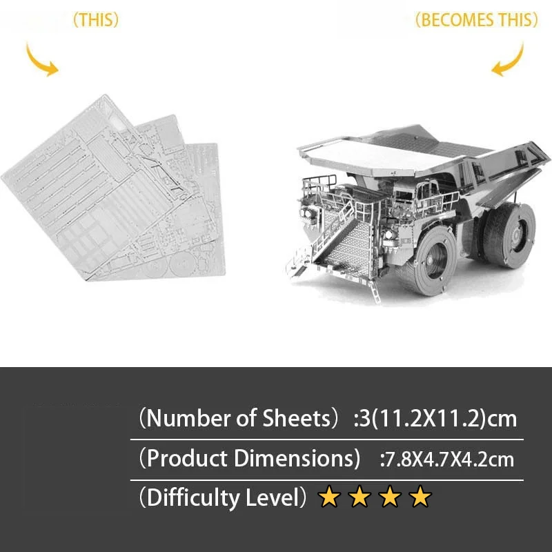 3D Metal Puzzle Mini Truck 3D Metal Jigsaw Puzzle DIY Assembly Craft Kit Desktop Decor Craft