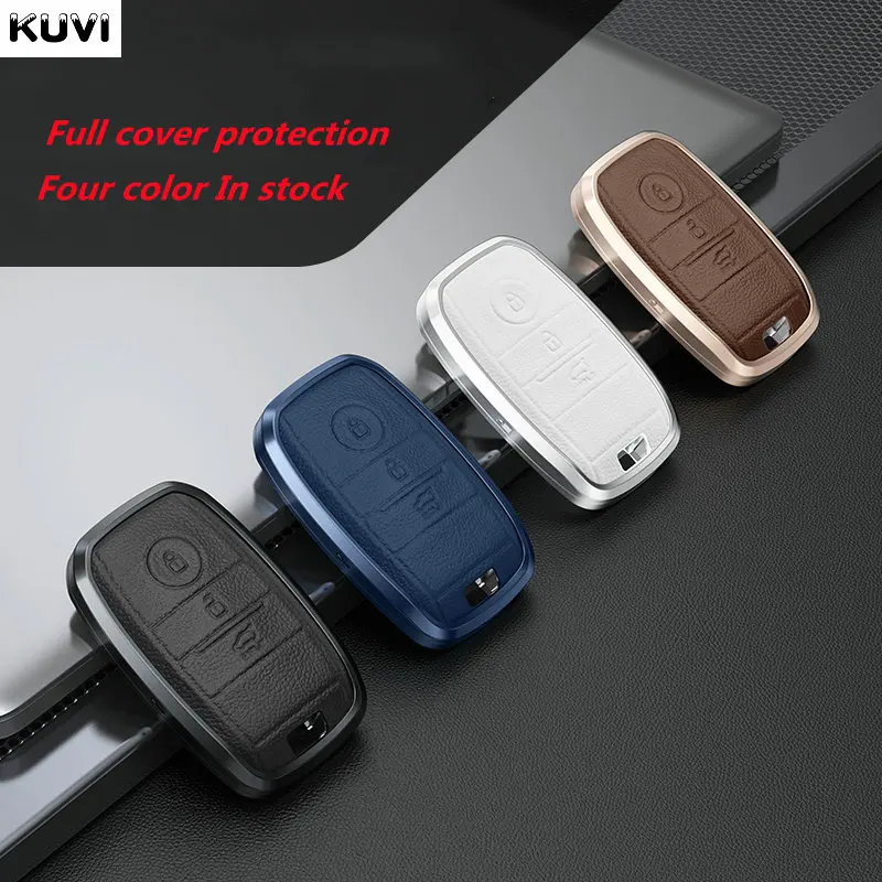 Alloy Leather Car Smart Key Case Cover Shell Fob For KIA RIO 5 QL Sportage 4 Cerato Optima K2 K3 K5 Ceed Sorento Soul Picanto