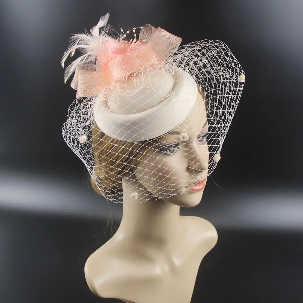 

Cocktail Tea Party Women Feathers Flower Mesh Sinamay Headband Fascinators Hat Hair Clip Fedoras Hat